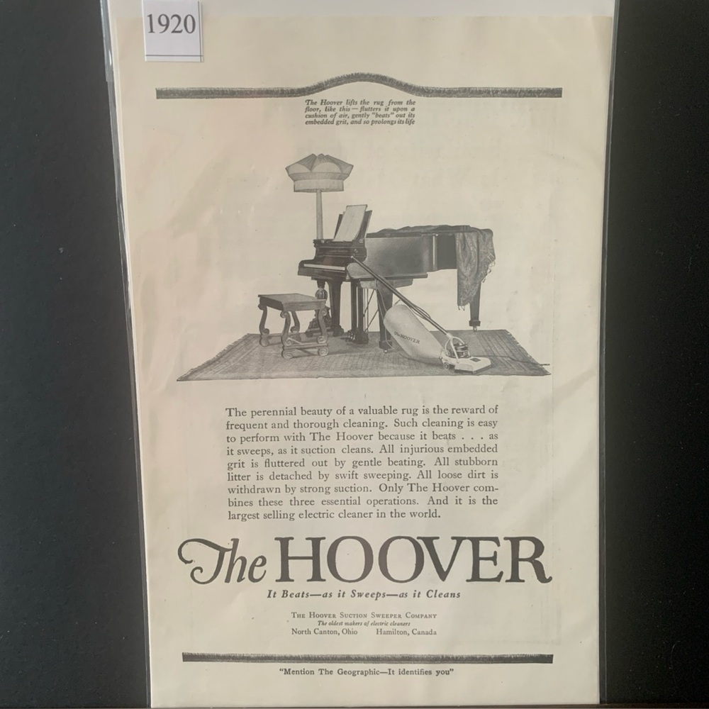 Vintage 1920 The Hoover Perennial Beauty of a Valuable Rug Ad Advertisement